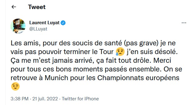 Tweet de Laurent Luyat