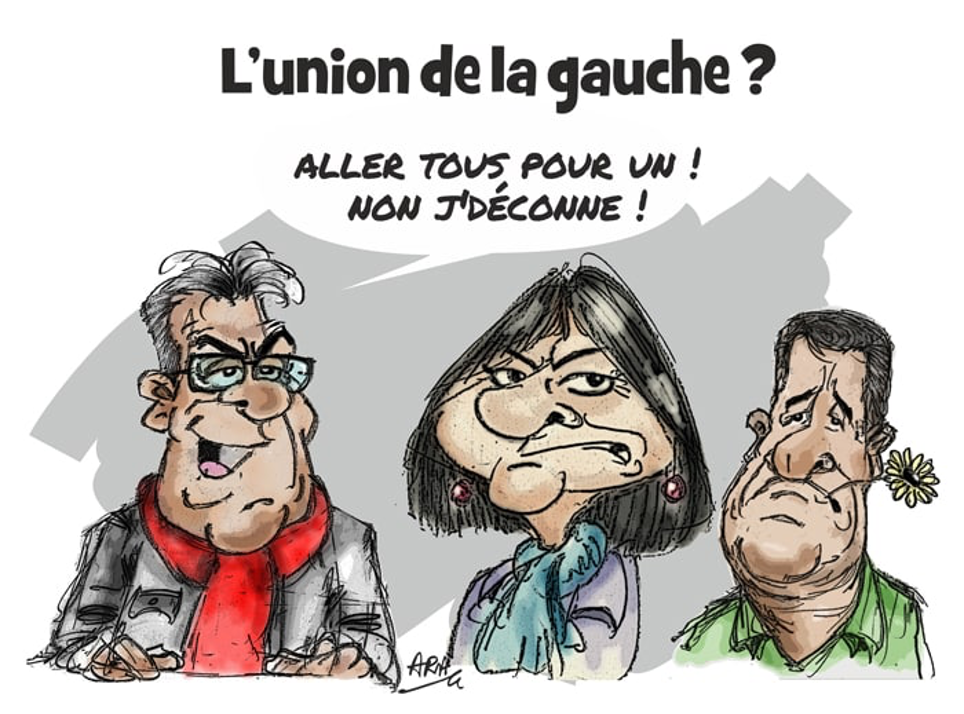 Caricature de Ara, pour France-Soir