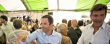 Arnaud Montebourg et Benoît Hamon au milieu des sympathisants de gauche à la fête de la Rose