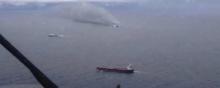 Image aérienne du ferry italien en flammes au large de la Grèce 28.12.2014.