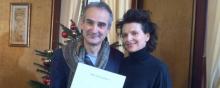 Olivier Assayas et Juliette Binoche reçoivent le Prix Louis-Delluc 2014.