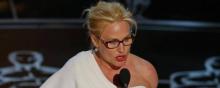 Patricia Arquette prononce son discours à la 87e cérémonie des Oscars.