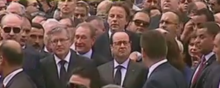 François Hollande durant la marche du 29 mars à Tunis.