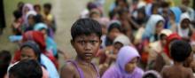 Des migrants de la minorité Rohingyas dans un camp de réfugié temporaire en Indonésie.