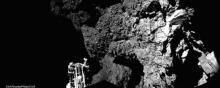 La première photo de Philae, le robot de Rosetta, après son atterrissage sur la comète 67P, le 13.11.14.