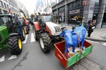 Manifestation d'agriculteurs européens à Bruxelles.