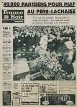 Une FranceSoir 15.10.1963 Obsèques Edith Piaf
