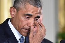 Barack Obama en larmes.