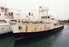 La Calypso du Commandant Cousteau en 2002 à La Rochelle.
