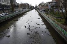 Le canal Sain-Martin lors de son nettoyage de janvier 2016.
