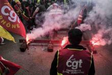 Des grévistes de la CGT Cheminots le 1er juin 2016