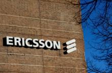 Le logo du groupe suédois Ericsson.