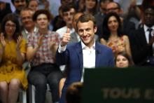 Emmanuel Macron en meeting à la Mutualité de Paris, le 12 juillet 2016.