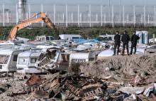 La Jungle de Calais en cours de démantèlement le 31 octobre 2016.