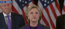 Hillary Clinton reconnaît sa défaite à la présidentielle américaine du 9 novembre 2016.