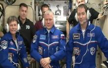 Peggy Whitson, Oleg Novitski et Thomas Pesquet à bord de l'ISS le 20 novembre 2016.