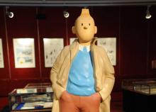 Une statue de Tintin le célèbre personnage de BD.