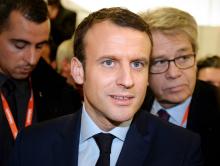 Emmanuel Macron en visite au Salon des Entrepreneurs le 2 février 2017 à Paris