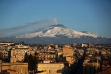 L'Etna, volcan toujours en activité en Sicile (sud), le 16 février 2017