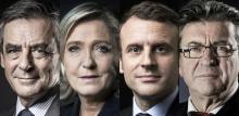 Les cinq candidats en tête dans les sondages, lors du débat de TF1, à Aubervilliers, le 20 mars 2017