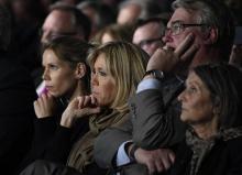 Brigitte Trogneux, épouse d'Emmanuel Macron au meeting de Saint-Laurent-Blangy, le 26 avril 2017