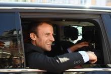 Le candidat du mouvement En Marche à la présidentielle, Emmanuel Macron, lors d'une visite à Bagnère