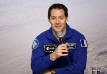 L'astronaute Thomas Pesquet lors d'une conférence de presse à Cologne le 6 juin 2017
