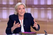 Capture d'image de Marine Le Pen lors du débat télévisé de l'entre-deux-tours de l'élection présiden