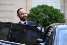 French Prime Minister Edouard Philippe leaves the Elysee Palace after a lunch with the French Presid