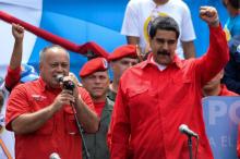 Le président vénézuélien Nicolas Maduro (d) et le député Diosdado Cabello à Caracas, le 27 juillet 2