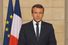 Capture d'écran de la chaîne LCI lors de l'intervention du président Emmanuel Macron annonçant l'opé