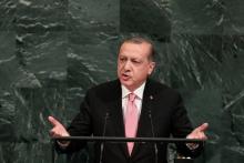 Le président turc Recep Tayyip Erdogan fait un discouyrs devant l'Assemblée générale de l'ONU le 19 