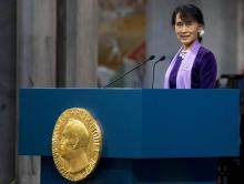 La prix Nobel de la paix Aung San Suu Kyi, en juin 2012 à Oslo