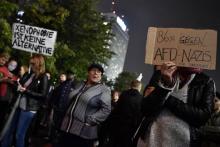 Des allemands protestent contre le parti de droite nationaliste AfD qui a enregistré une percée hist