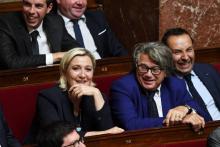 Les députés FN Marine Le Pen et Gilbert Collard, lors d'une séance de questions au gouvernement, à l