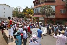 Manifestation contre la gratuité du visa entre Mayotte et les Comores, le 25 septembre 2017 à Mamoud