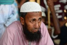 Le réfugié Rohingya Fazol Ahmed lors d'un entretien avec l'AFP dans le camp de Kutupalong au Banglad