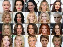 Montage photo de 20 actrices, parmi lesquelles Rose McGowan, Angelina Jolie et Asia Argento, qui ont