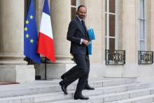 Le Premier ministre Edouard Philippe quittant l'Elysée après un conseil des ministres le 18 octobre 