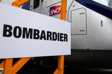 Logo Bombardier dans son usine de Crespin, près de Valenciennes (Nord), le 17 octobre 2016