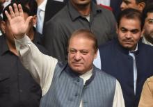 L'ex-Premier ministre pakistanais Nawaz Sharif, lors d'un réunion publique à Lahore, au Pakistan, le