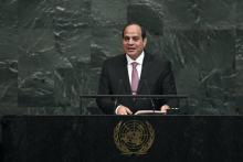 Le président égyptien Abdel Fattah al-Sissi lors d'un discours à la tribune de l'ONU, le 19 septembr