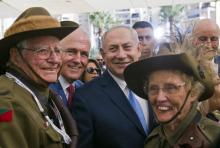 Le Premier ministre australien Malcolm Turnbull et son homologue israélien Benjamin Netanyahu posent