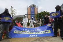Manifestation contre le glyphosate, le 18 mai 2016 devant la Commission européenne à Bruxelles