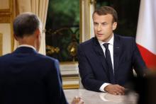 Le président Emmanuel Macron lors de son interview télévisée, le 15 octobre 2017 à l'Elysée, à Paris