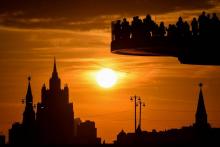 Vue sur les tours du Kremlin à Moscou, le 25 septembre 2017