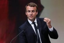 Le président français Emmanuel Macron lors de la foire du livre de Francfort le 10 octobre 2017