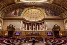 L'hémicycle du Sénat, le 17 novembre 2016 au Palais du Luxembourg, à Paris