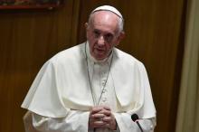 Pope Francis speaks during a meeting with participants of the Pontifical Council at the Vatican on O
