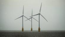 La ferme éolienne de Scroby Sands dans la mer du Nord, le 27 août 2008